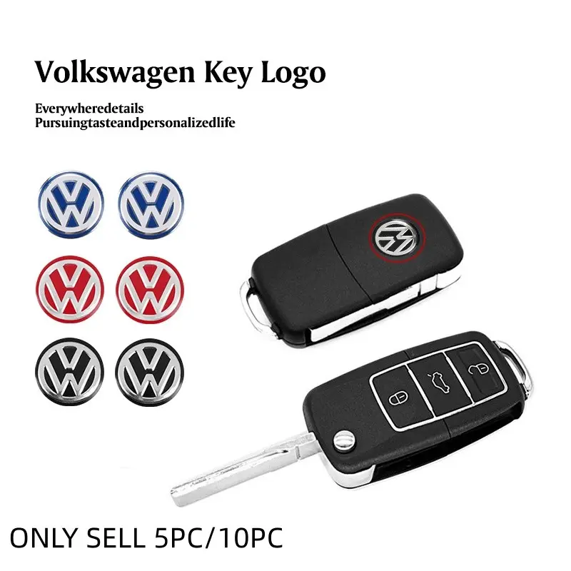 14mm Car Stickers Volkswagen Dedicated Key Shell Emblem Paster For Volkswagen VW GTI Polo Golf Passat Tiguan Arteon Touareg CC Taigo Caddy Jetta T-ROC Beetle Sharan Touran Scirocco
