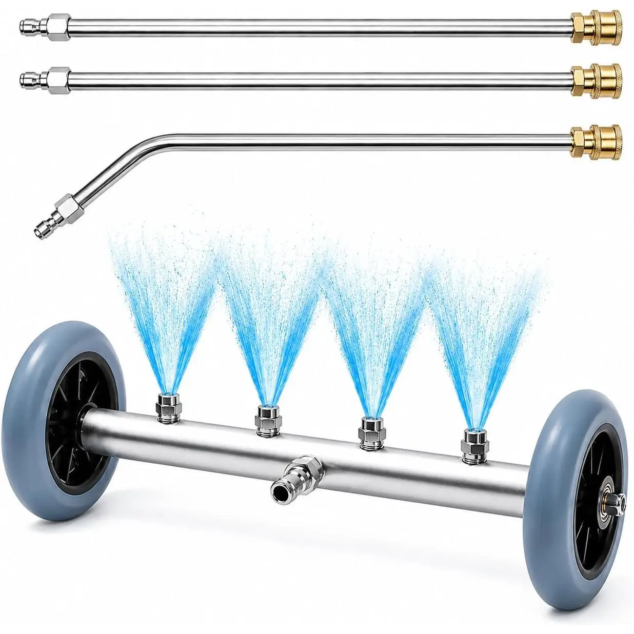 16 Inch Undercarriage  Washer Attachment,  Washer Undercarriage Cleaner, Under  Washer Attachment with 3 Extension Wand, 4000 PSI