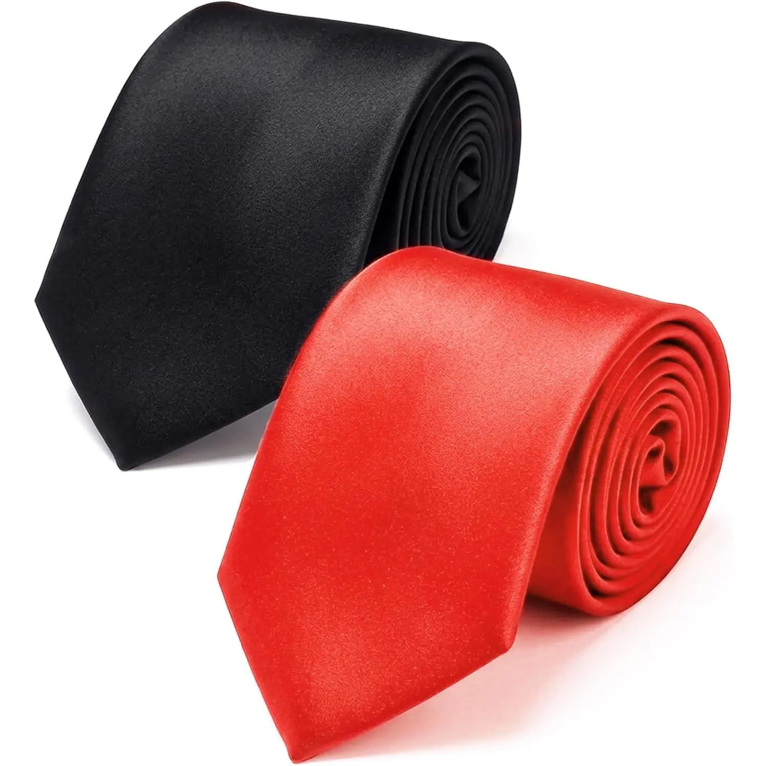 2 Pack Ties for Men Solid Color Self-Tie Neckties Formal Business Graduation Wedding Tie 3.15in Wide