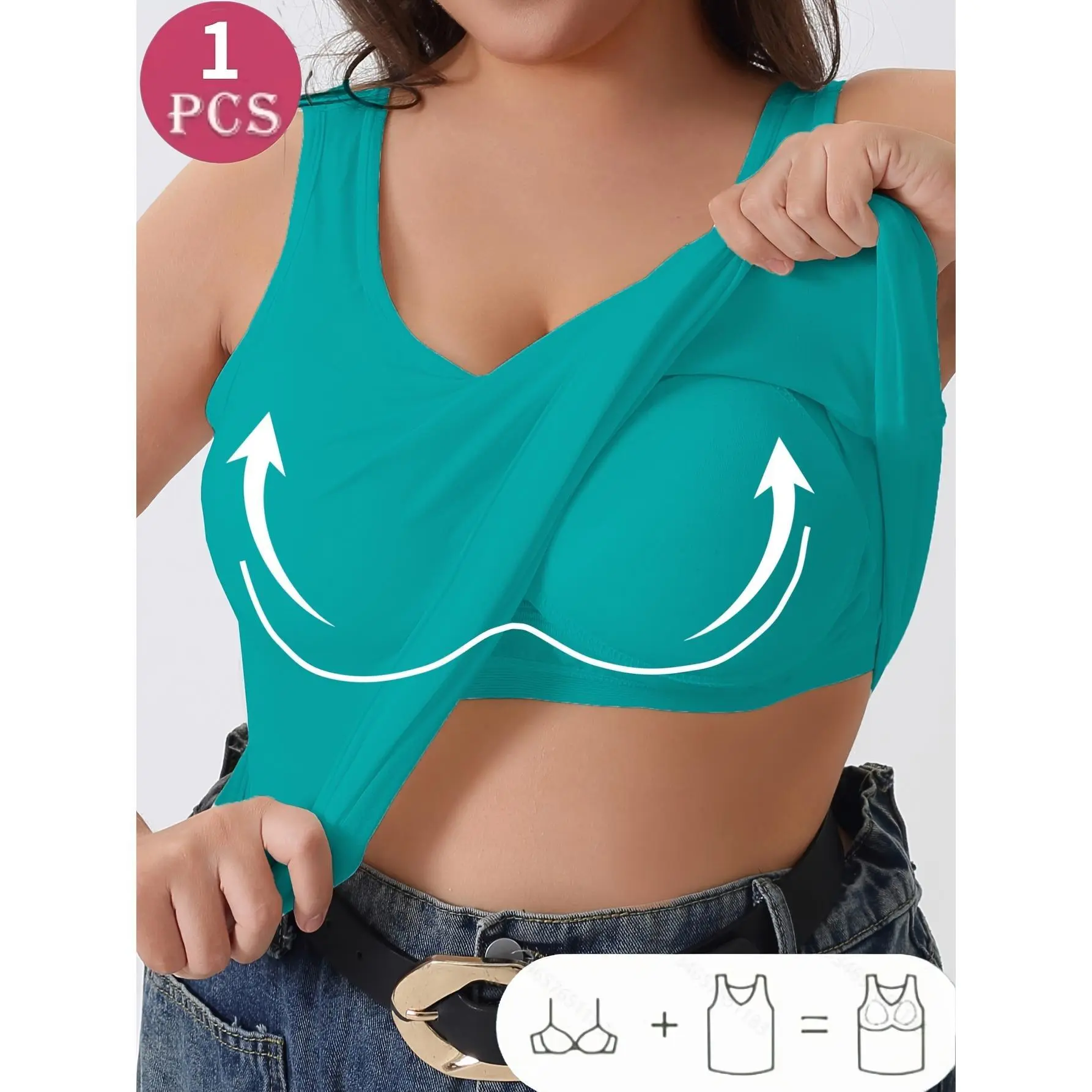 Plus Size Women'S Shaping Camisole, Bra 2-In-1 No Underwire Sleeveless Top, Soft Skin-Friendly High-Elastic Wide Straps, Wearable Shaping Top