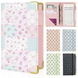 Server Book, Server Books for Waitress with Zipper Pocket, Cute Waitress Book with Pen Holder, PU Leather Serving Books Fit Server Apron,