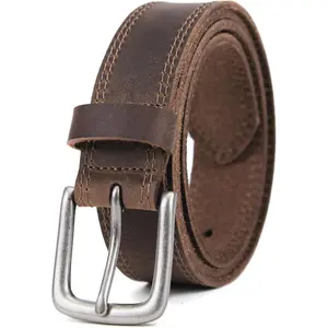 Men's Full Grain Leather Casual Every Day Jeans Belts, Handmade Men Leather Belt with Gift Box