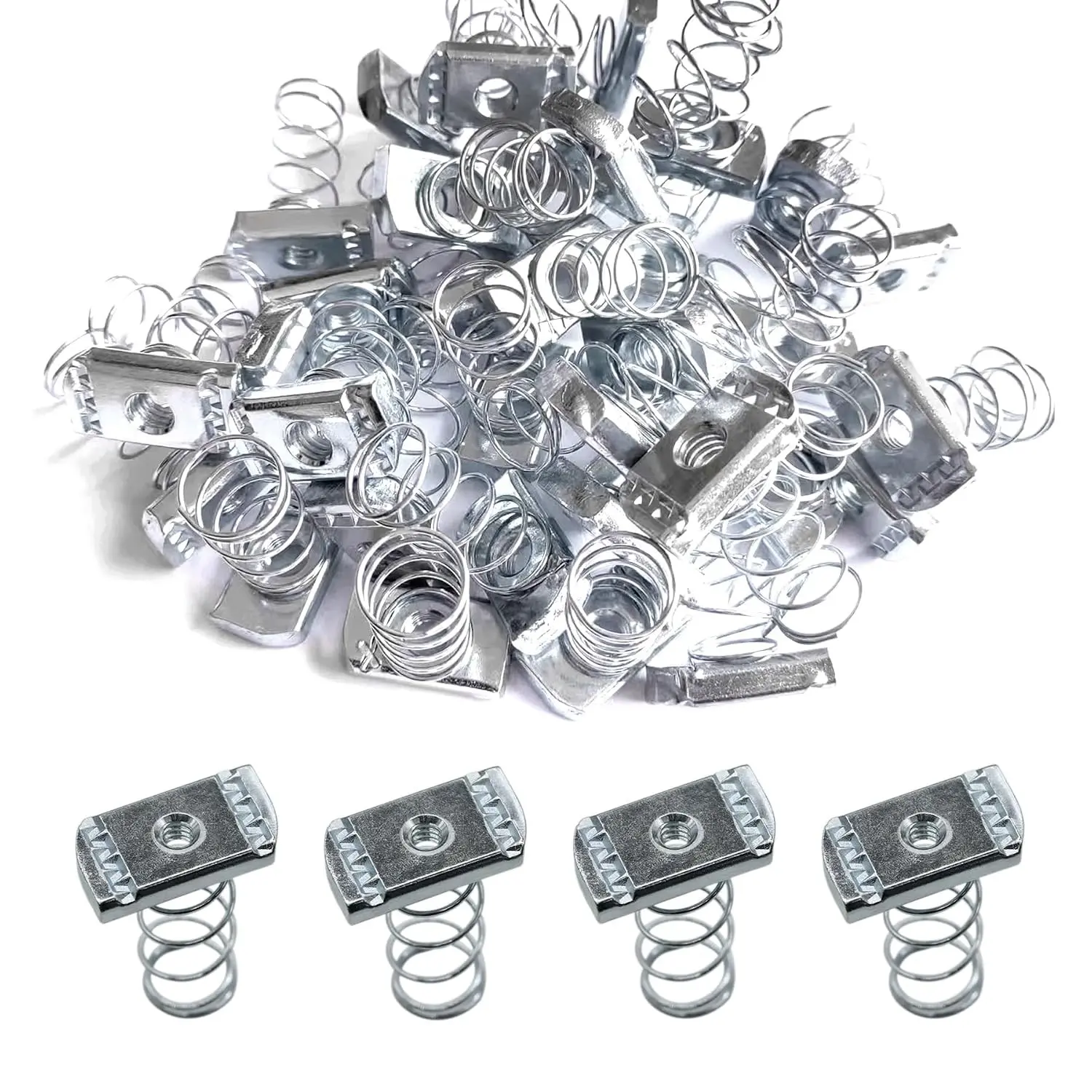 50 Packs 1/4"-20 Thickened Zinc Plated Strut Channel Nuts, No Spring Hardware Nuts Suitable for Unistrut Struts