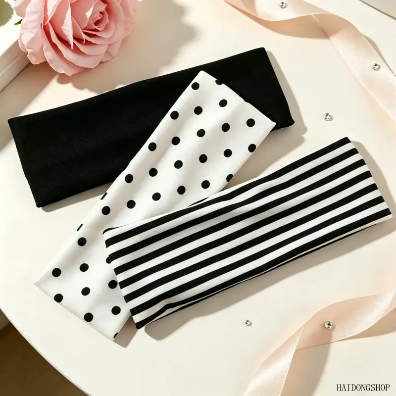 Women Polka Dot Stretch Yoga Headband, Soft Elastic Breathable Sweat-Wicking Sports Hair Wrap, Fashion Non-Slip Workout Accessory For Gym Running Fitness Daily Casual Outfits
