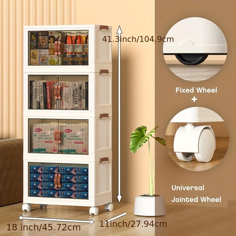 1pc Versatile Stackable Storage Bins 3/4 Layers - Easy Access Movable Cabinet with Doors - Collapsible Design for Space Saving - Perfect for Bedroom & Living Room Organization
