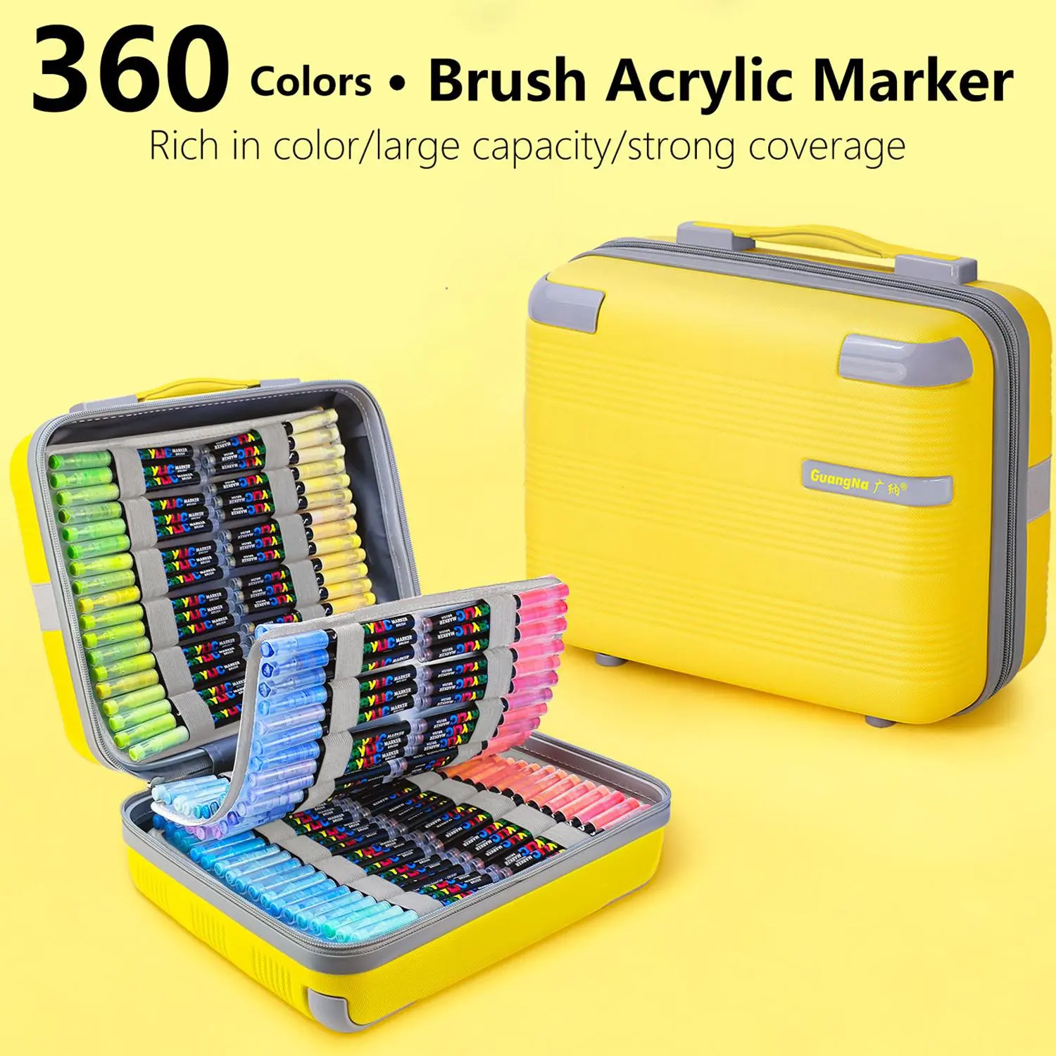 Guangna 360 Color Acrylic Marker Pen Set, Fast-Drying, Fade-Resistant, Ideal for Artist Supplies, Art, DIY Projects, Gifts, Various Surfaces