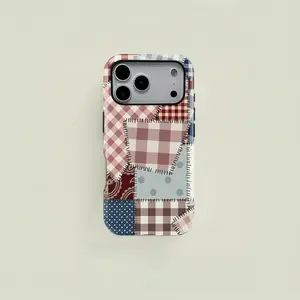 Multi-colored retro patchwork check paisley dot pattern, sturdy and durable 2-in-1 protective case, MagSafe compatible, suitable for iPhone 17/16/15/14/13/12/11 Pro Max/Plus/Pro, simple and stylish phone case, perfect birthday gift.