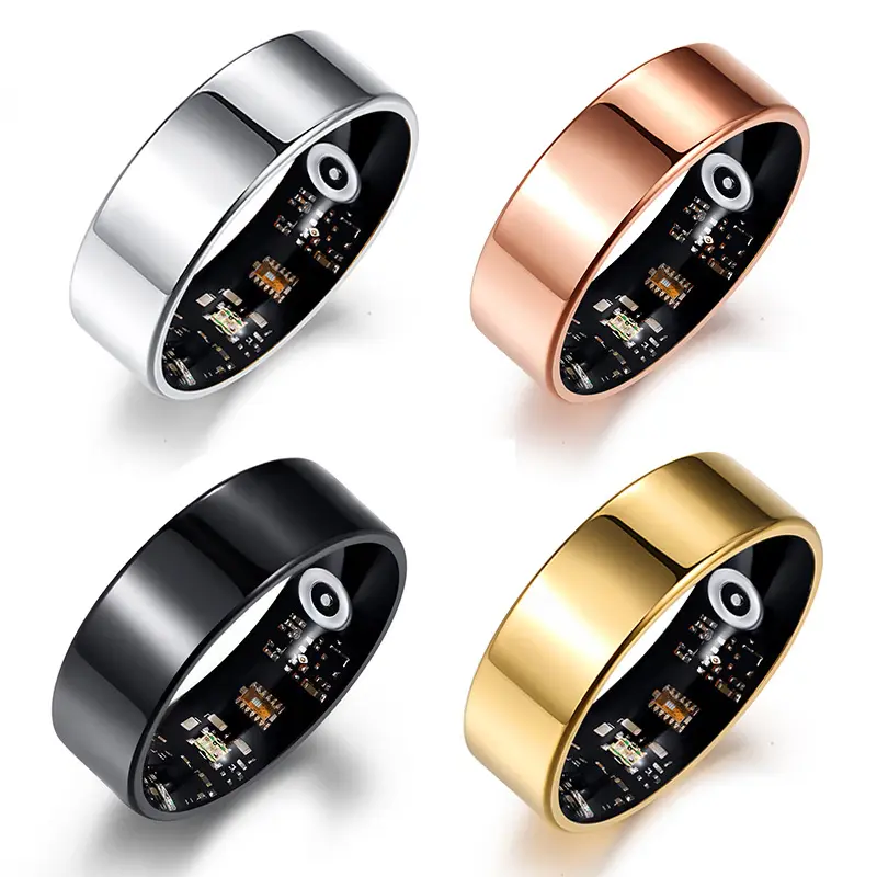 Multifunctional Smart Health Detection Ring with Gold Magnetic Charging Cable - Solid Color, Waterproof Sports Tracker, Built-in Heart Rate, Blood Oxygen, Sleep Monitoring - Wearable for Daily Body Data Tracking (Party Gift Option)