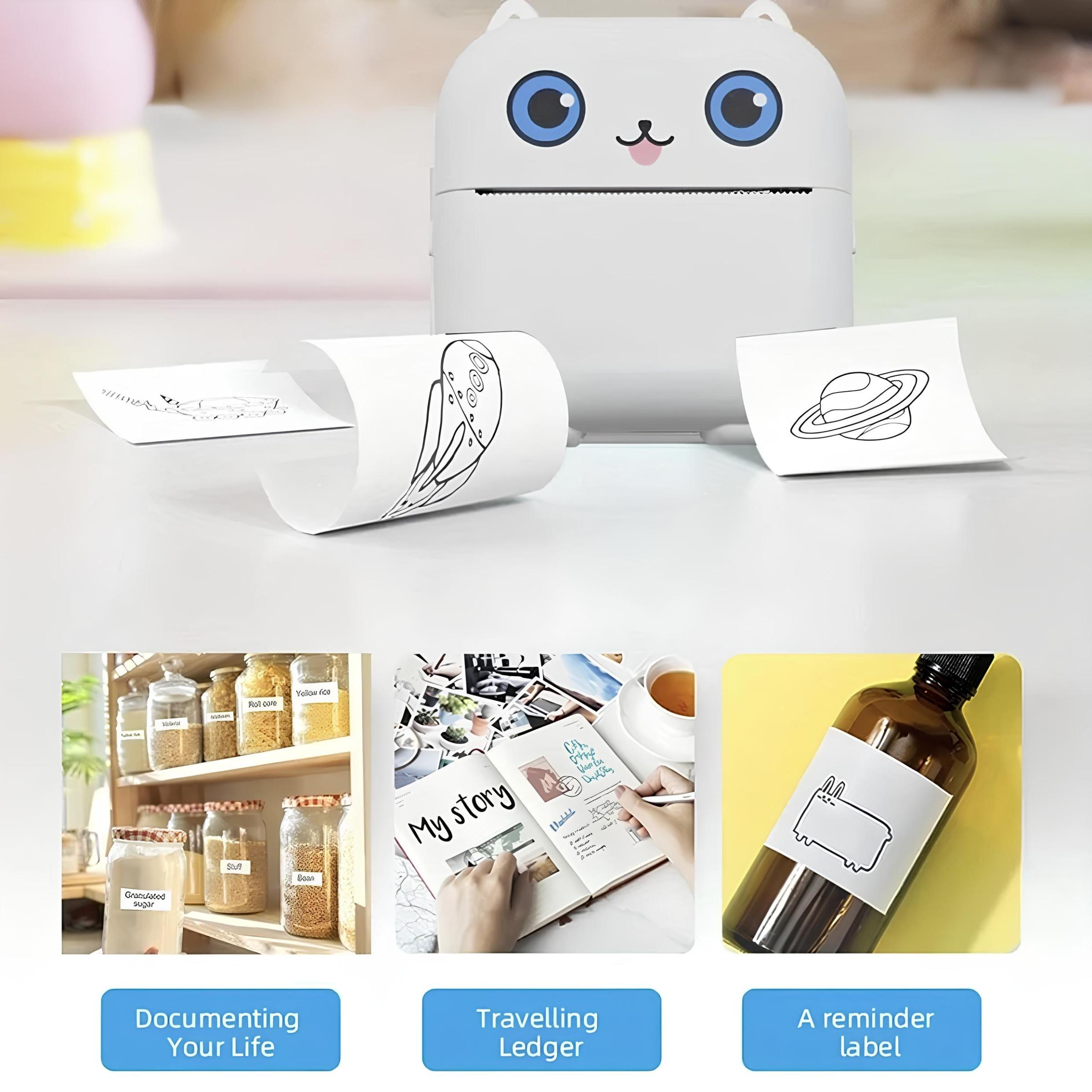 Portable Mini Printer, Portable Photo Printer with Print Paper, Bluetooth-compatible Label Printer for iOS & Android, Photo Sticker Printer, Office Accessories