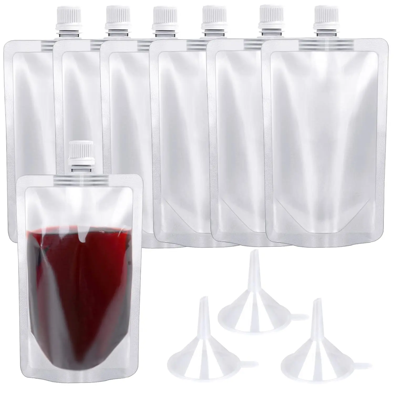 Plastic Flasks 24 count, 8 Oz Concealable and  Drink Pouches, Leak-Proof  Grade Plastic for Travel, Outdoor  (8OZ-24PCS +3 Funnels)