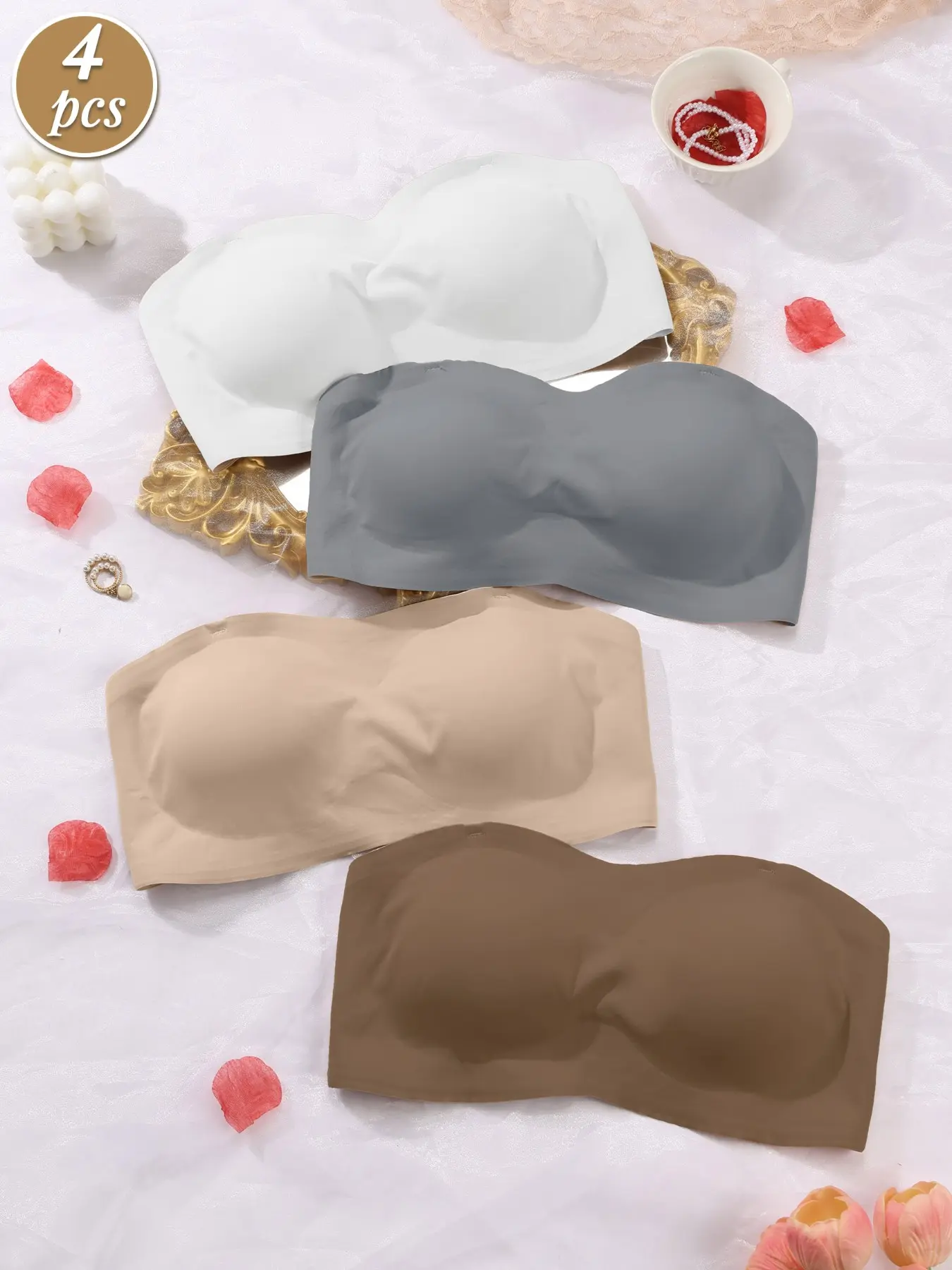 Summer Ice-Sense Breathable Jelly Bra Women Underwear. Multiple Anti-Slip Strips Stay Put, Jelly Support Anti-Sagging, Quick Dry Cool Fabric, No Sweating No Irritation, Great For Hot Weather, Beach & Outdoor Activities Strapless