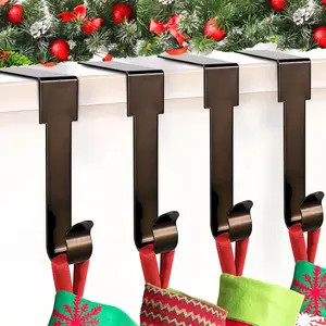 Christmas Stocking Holders, 4 Pack Non-Skid Lightweight Stocking Hooks for Mantle Fireplace Home Party Decor