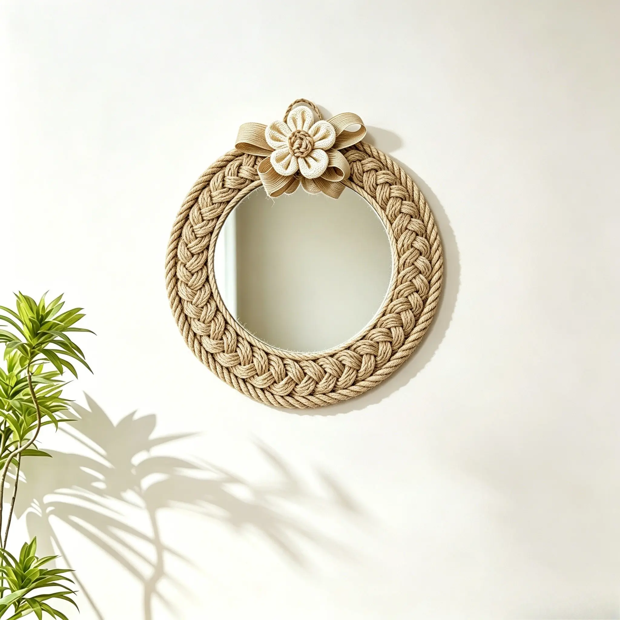 Round Decorative Wall Mounted Mirror, Accent Mirror, Bohemian Style, Ideal for Bedroom, Living Room, Entryway, Two Styles Available