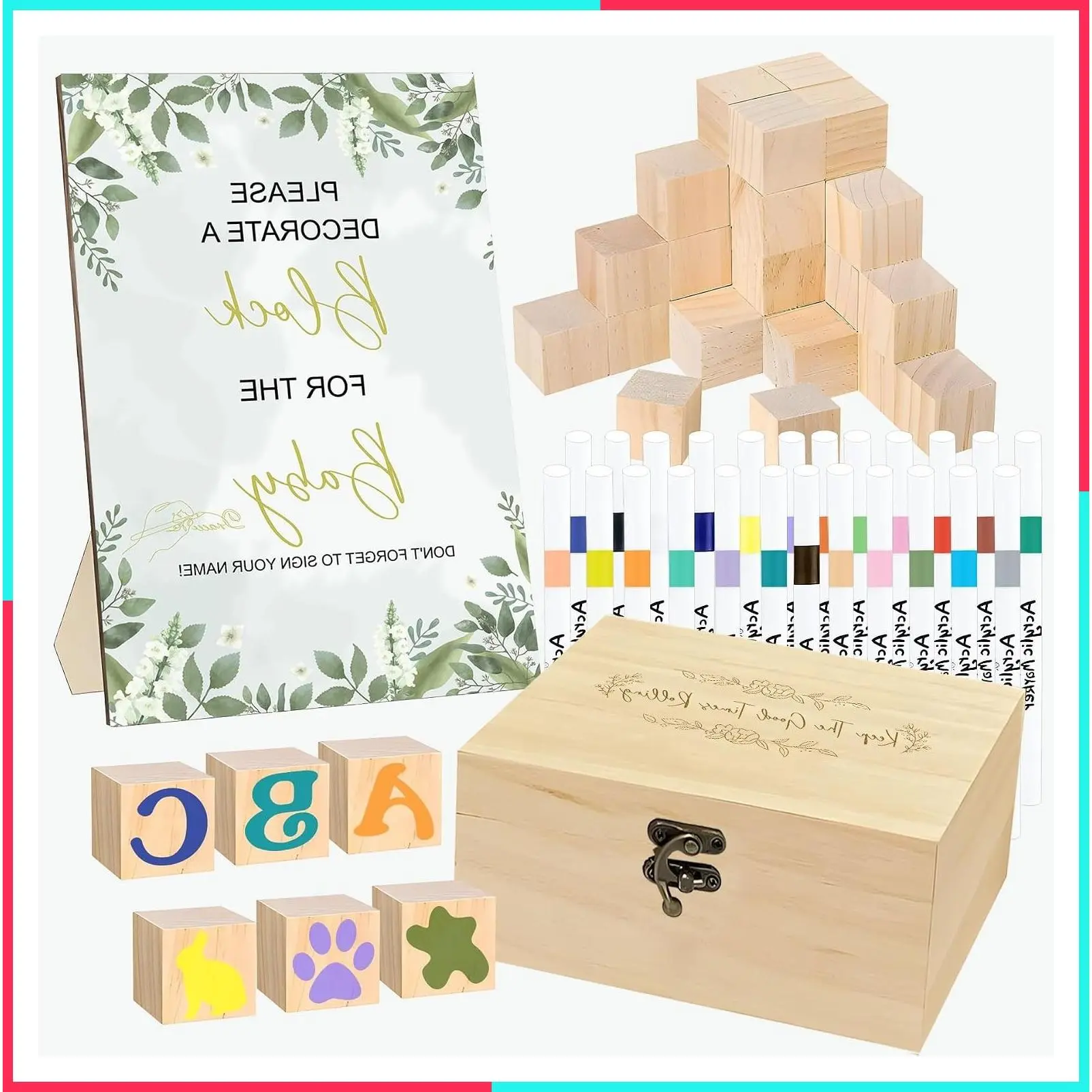 78 PCS Fun Baby Shower Games Sign Kit, Baby Blocks for Baby Shower
