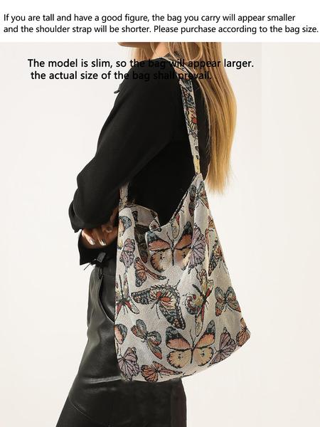 Women's Fashionable Butterfly Pattern Shoulder Bag, Shoulder Commuter Bag, Casual Versatile Handbag for Daily Used, Trendy All-match Bag for Commute, Work, Travel