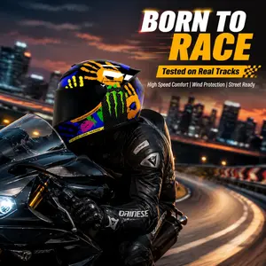 3C Dot Dual Certified Graffiti Retro Full Helmet, Unisex All-Season Motorcycle Safety Helmet, Breathable Summer, Warm Winter
