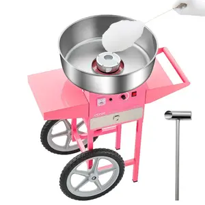 fathersdaygift VEVOR Electric Cotton Candy Machine with Cart, 1000W Commercial Candy Floss Maker with 20.5 in Stainless Steel Bowl, Sugar Scoop, and Drawer, Easy to Use, for Home, Kids Birthday, Family Party, Pink