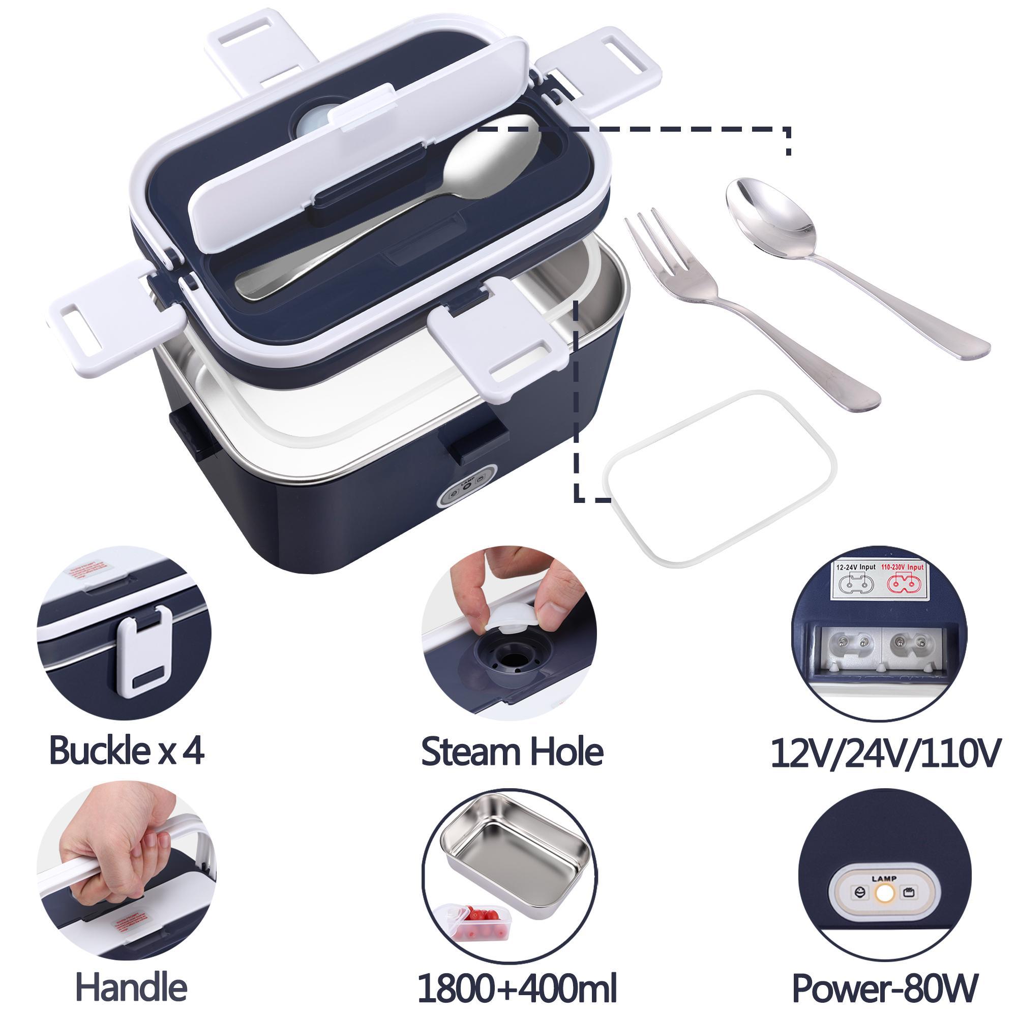 Nifogo Electric Lunch Box, 100W Food Heater 1,8L for Adults Portable Food Heater with Tableware and Lunch Bag, Car & Home Portable Electronic Food Heater for Home Office Travel Nifogo Electric Lunch Box, 100W Food Heater 1,8L for Adults Portable Food Heater with Tableware and Lunch Bag, Car & Home Portable Electronic Food Heater for Home Office Travel