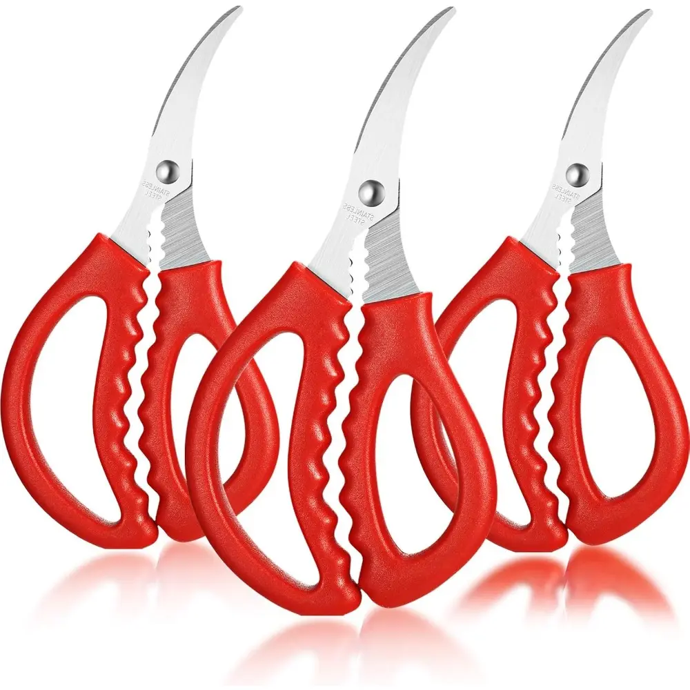 3pcs,Heavy-Duty Curved Shears - Perfect for Cracking Crab, Cutting Shrimp & Trimming Plants