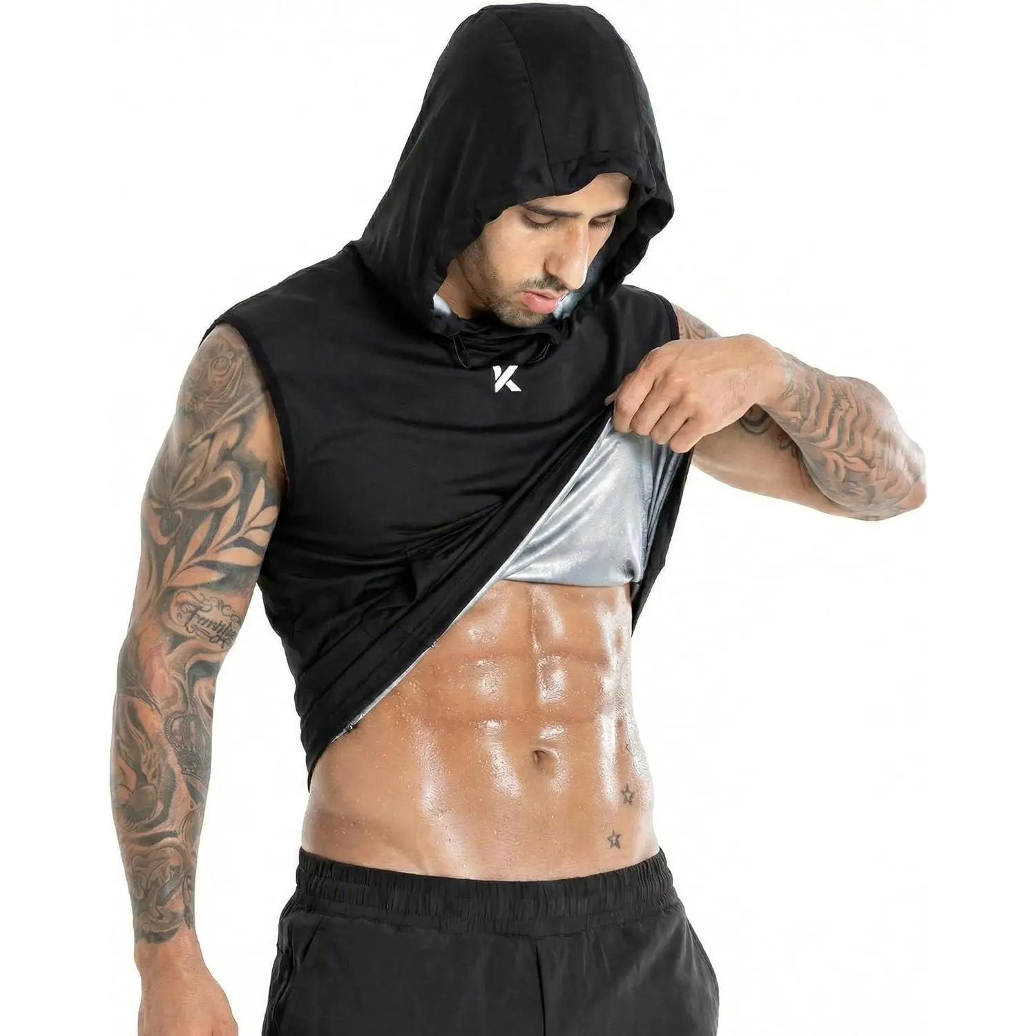 Kewlioo Sauna Shirt for Men Hoodie - Heat Trapping Sauna Suit Sweat Vest Hoodies, Sweat Suit Top for Fitness, Workouts