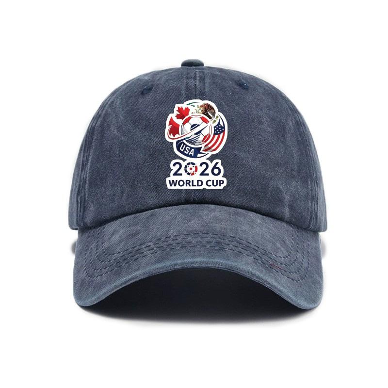 2026 USA-Canada-Mexico World Cup Printed Washed Vintage Soft Top Baseball Cap for Men and Women, Trendy Hat Reindeer Cupid