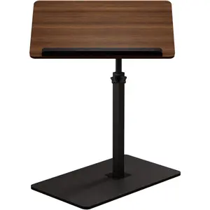 C Shaped End Table,20" W x 14" L,17"-31" Adjustable Height,Swivel and Turnable Desktop,Foldable Side Table for Small Spaces,Black Walnut (Black Walnut, 19.7" x 13.8")