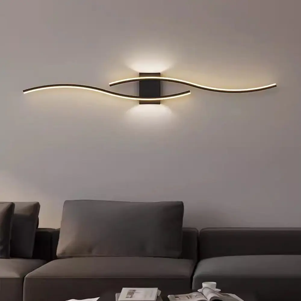 Wave Line LED Wall Light, Aluminum Up and Down Lighting, Simple Atmosphere Decorative Lamp, Suitable for Living Room, Bedroom, TV Background Wall, Indoor Lighting