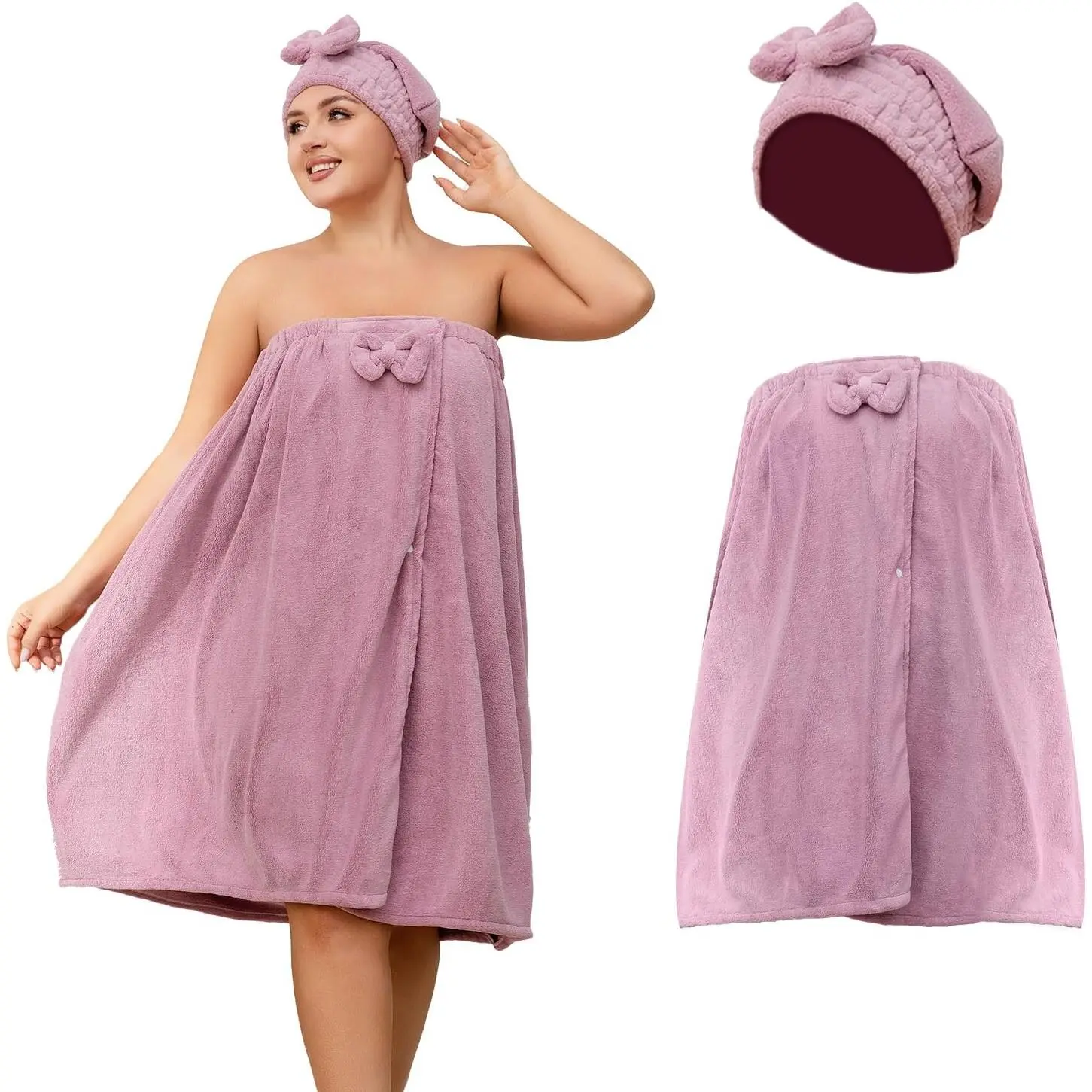Towel Wrap for Women Plus Size (XXL-XXXXL), Lightweight  Bath Wrap Set Soft Comfortable Absorb Water Bath Towel + Hair Drying Towel Set   Wrap