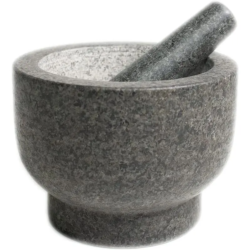 Goliath Natural Granite Mortar and Pestle Set, Grinder for Spices and Seeds, 5 Inches Tall - Mortar Pestle Seed Grinder - Italian Mortar and Pestle