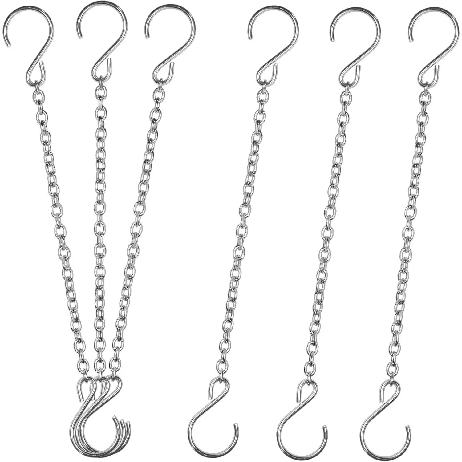 Stainless Steel 304 Planter Hanging Chain 10.5 Inch Long with S Hooks Decorative Replacement Chains Rust Proof for Planters, Bird Feeders,Lanterns,Ornaments 6 Pack (10.5 Inch)