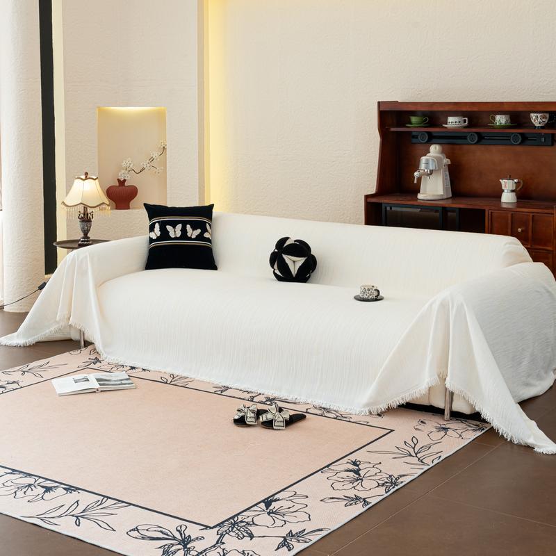 Modern Minimalist Thick Sofa Throw Blanket, Anti-Slip Wrinkle-Resistant All-Season Use, ///ivory Colors, Home Decor Upgrade Tool, Sofa Couch Covers, Sofa Slipcover