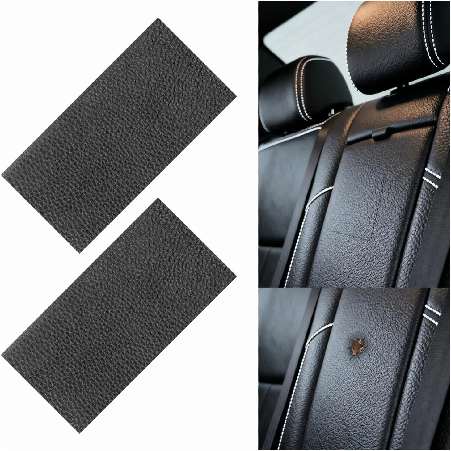 2 count 8x4 Inch PU Leather Patch for  Seat Repair,Self-Adhesive Leather Repair Patch Tape Vinyl Repairs Kit,Portable  Leathers Repairs Kit for  Upholstery Seat,Furniture