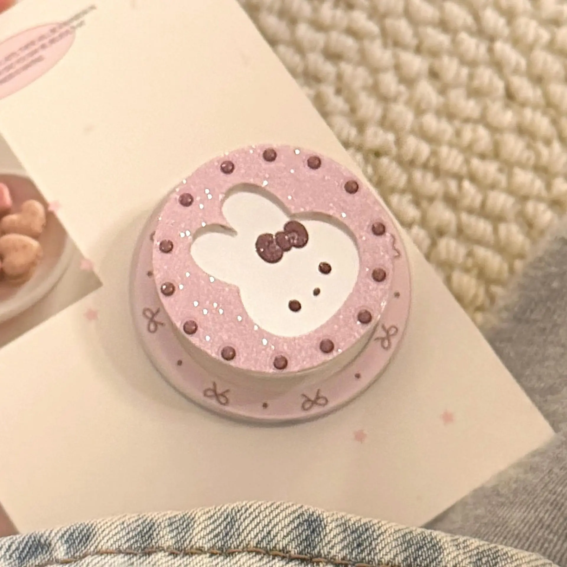 Pink Rabbit Mirror Magnetic Phone Stand Phone Holder Strong Suction High Aesthetic Cartoon Retractable Strong Magnet Lazy Stand