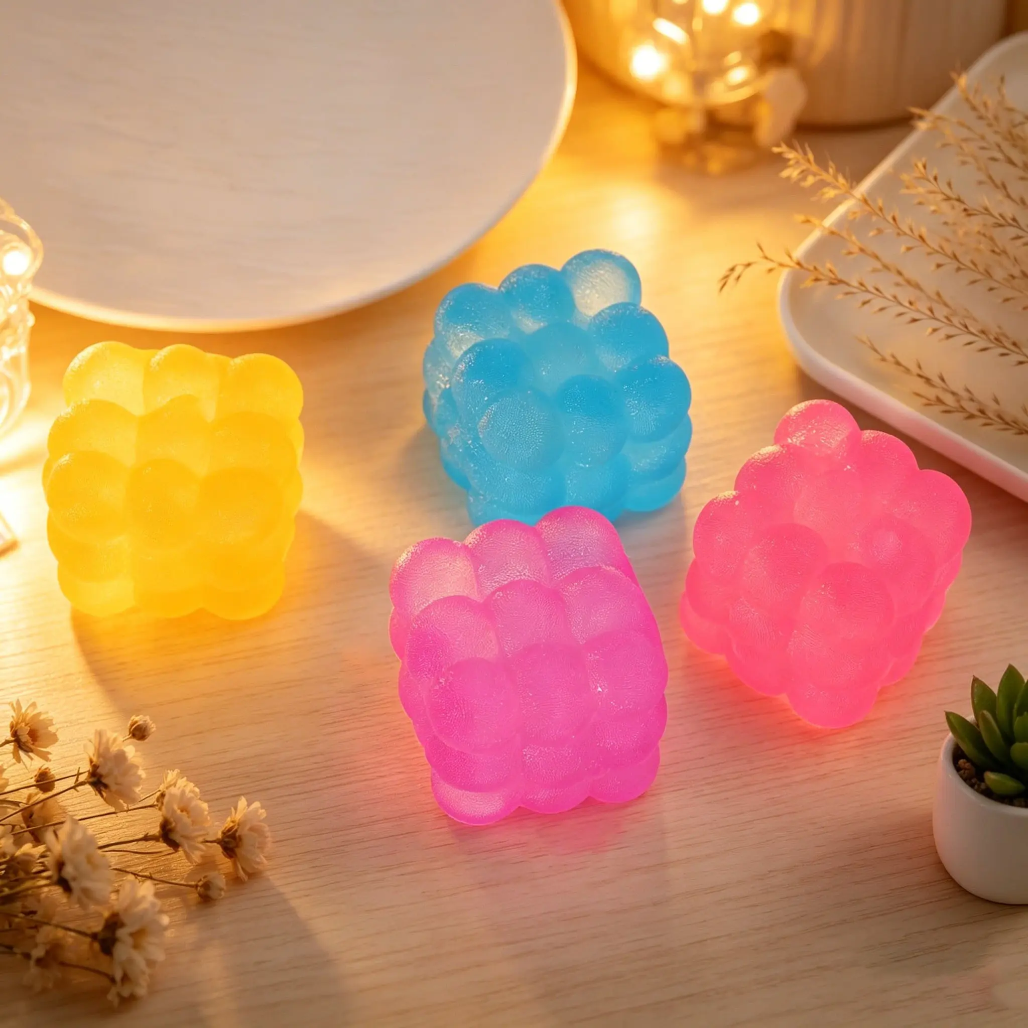 Magic Cube Block Stress Relief Toy, Tpr Honeycomb Ice Block Geometric Shape, Textured Feel, Fun and Relaxing Plaything
