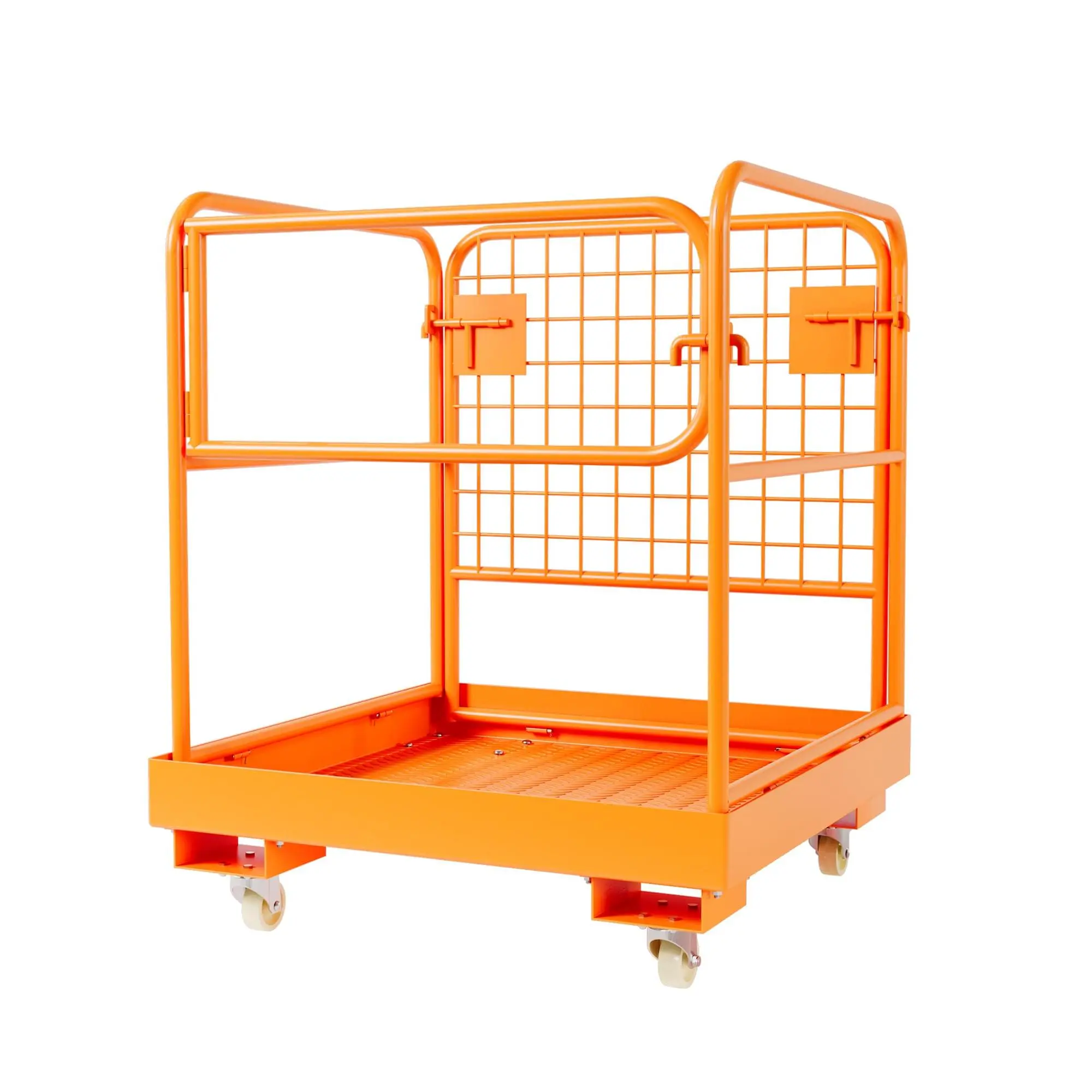 Heavy Duty 1200Lbs Forklift Safety Cage With 4 Wheels, 36x36 Collapsible Steel Man Basket, Safe Aerial Lifting Platform For Loaders