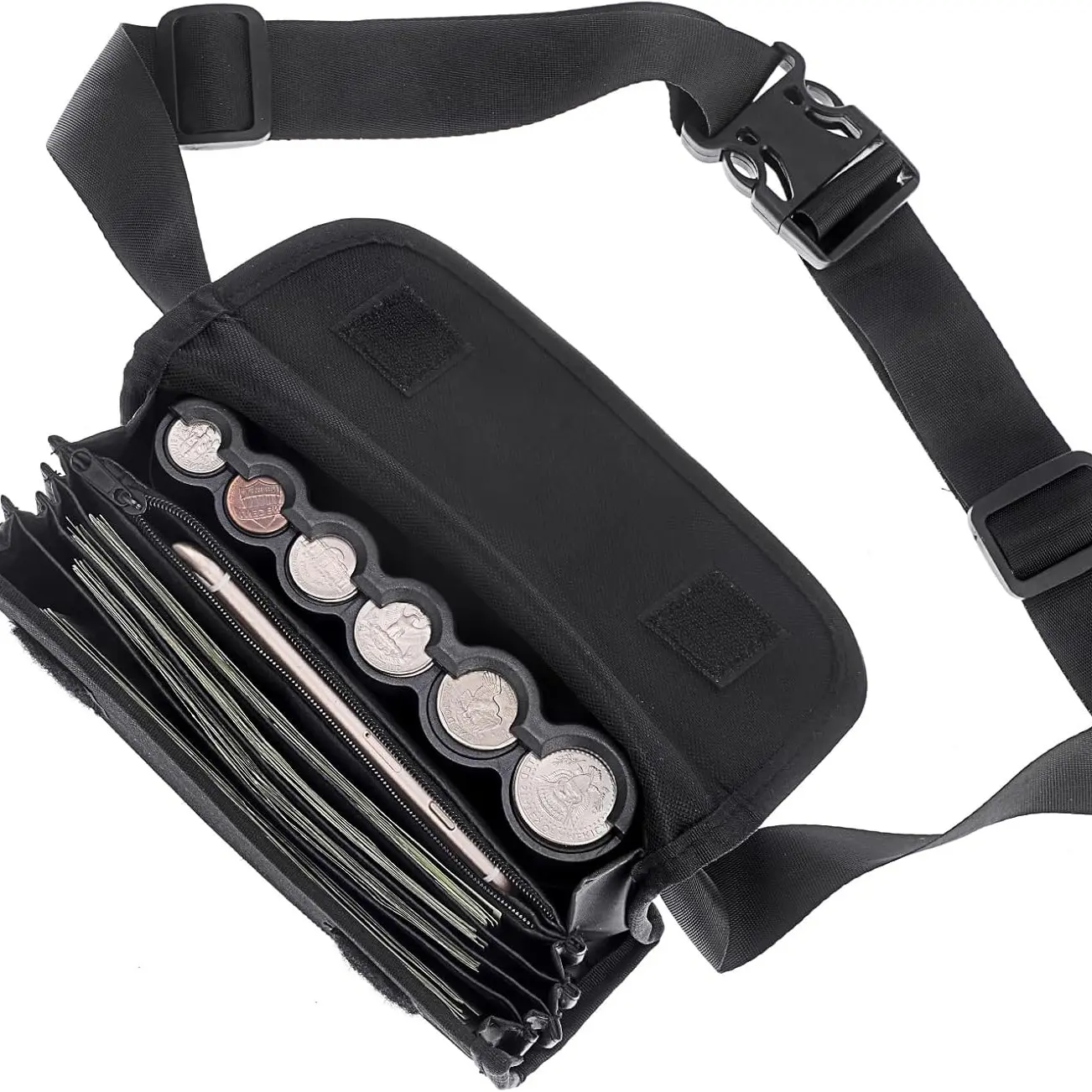 Us Coin Set Coin Dispenser, Waist Bag with Bill Sorter, Coin Storage Pouch, Server Cash Belt for Cashiers