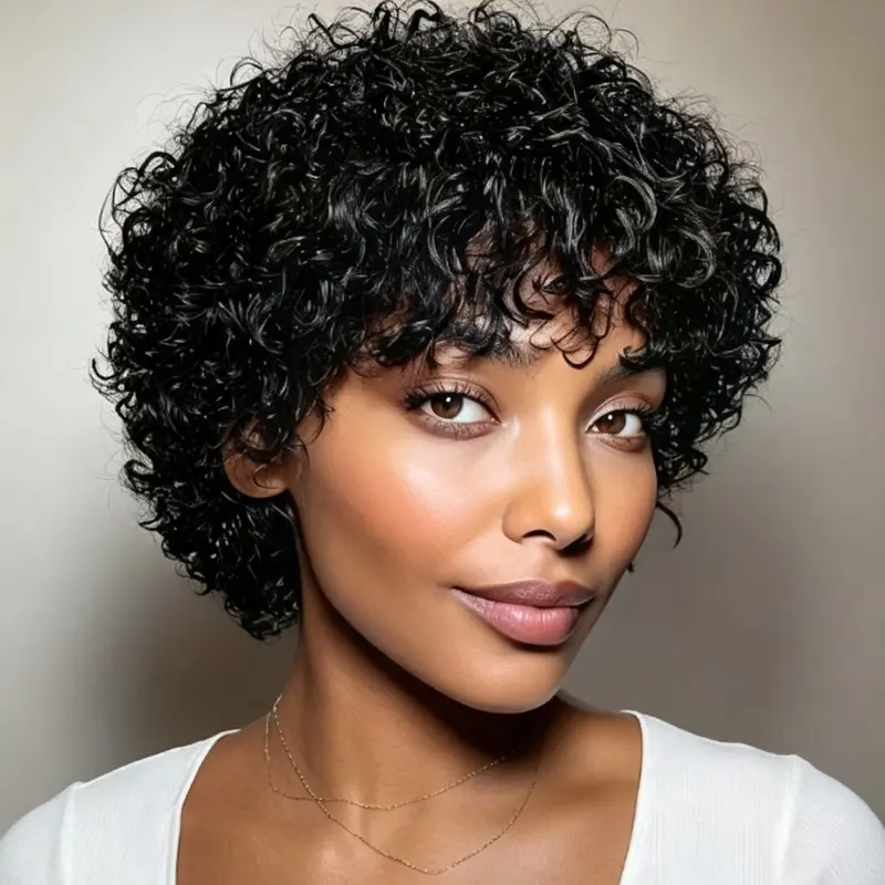 Natural Short Curly Wig 100% Human Hair for Women,6 Inch Afro Curly Hair Wig with Soft Fluffy Texture and Realistic Natural Look,Lightweight Comfortable WearEasy to Wash and Style,Fashion Hair Replacement Wig for Daily Beauty Styling and Trendy Appearance