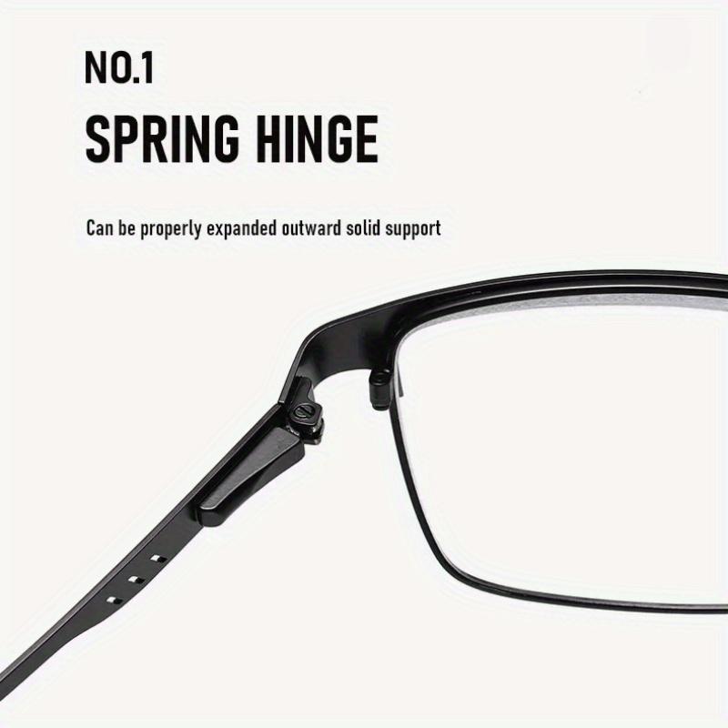 Men's Square Metal Frame Three in One Multifunctional Reading Glasses for Women Long Medium Short Distance Anti Blue Light +1.0 to +4.0 Polycarbonate Lens Unisex Adult Full Rim Flat Top