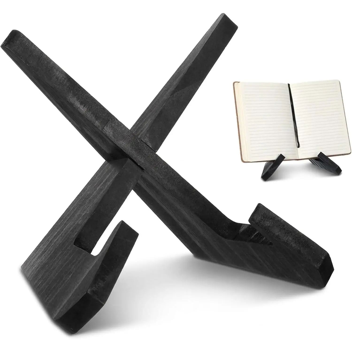 Cookbook Stand, Wooden Book Stand Recipe Book Holder Detachable Recipe Books Holders for  Kitchen Office Table Photo Books  Plate Decor, Black