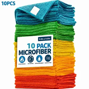Ultra-Absorbent Quick-Dry Microfiber Super Absorbent Cloths, Multipurpose Cleaning Cloth, 10pcs, 9.84x9.84in, Scratch-Free Microfiber Cleaning Towels, Ideal for Kitchen & Bathroom, Durable & Vibrant Colors
