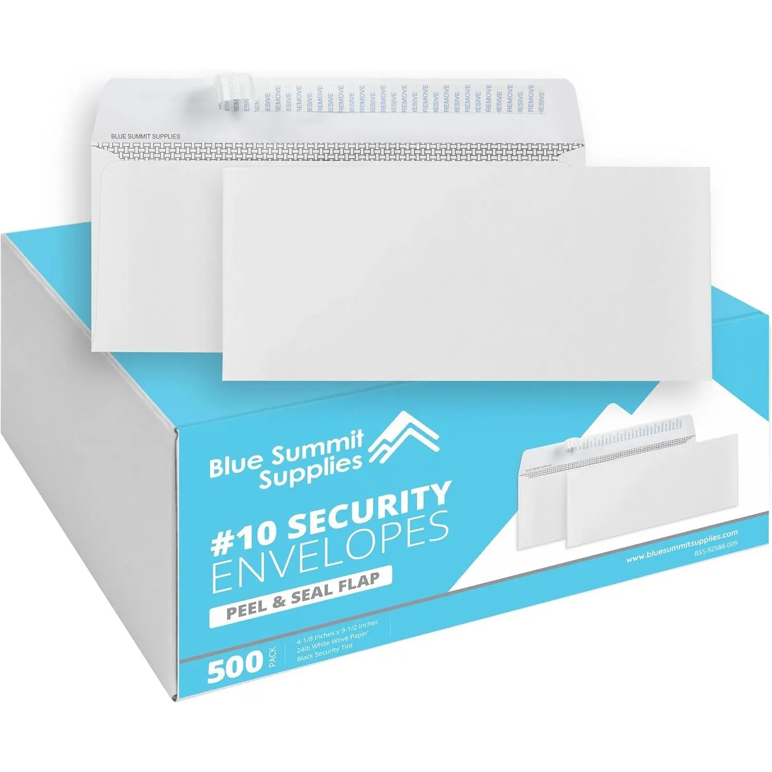 500 #10 Windowless Self Seal Security Envelopes Security Tinted Printer Friendly for Business 4-1/8 Inch x 9 1/2 Inch Letter Size Envelopes for Mailing