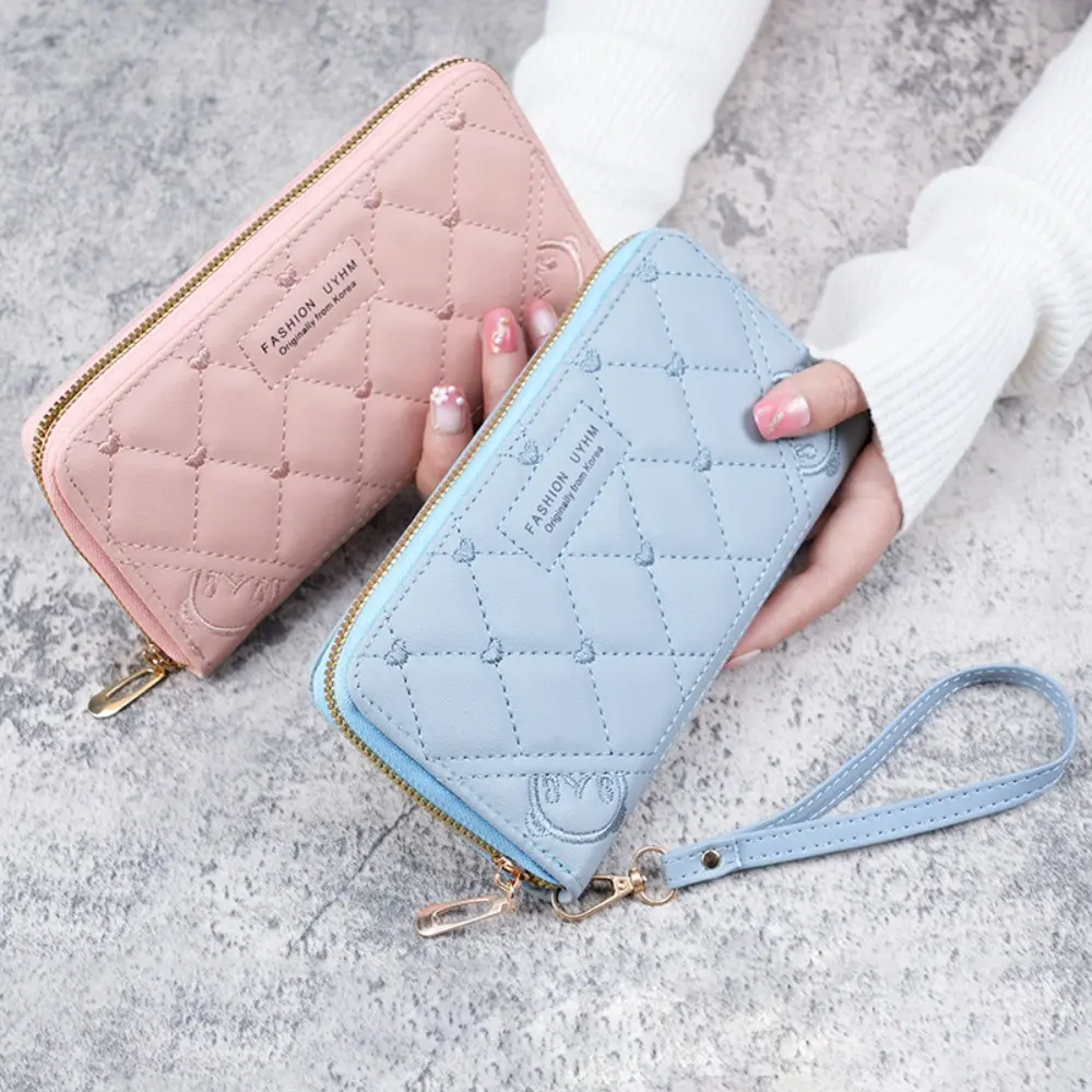 Quilted Bunny Leather Wallet for Women, Casual High-Capacity Wristlet Clutch Bag with Zipper for Phone and Keys, Wallets, Daily Use, Daily Use Bags, Multi-Function, Casual Wear, Bunny Quilted, Wrist Clutch, Pouch Women's Clutches & Wristlets