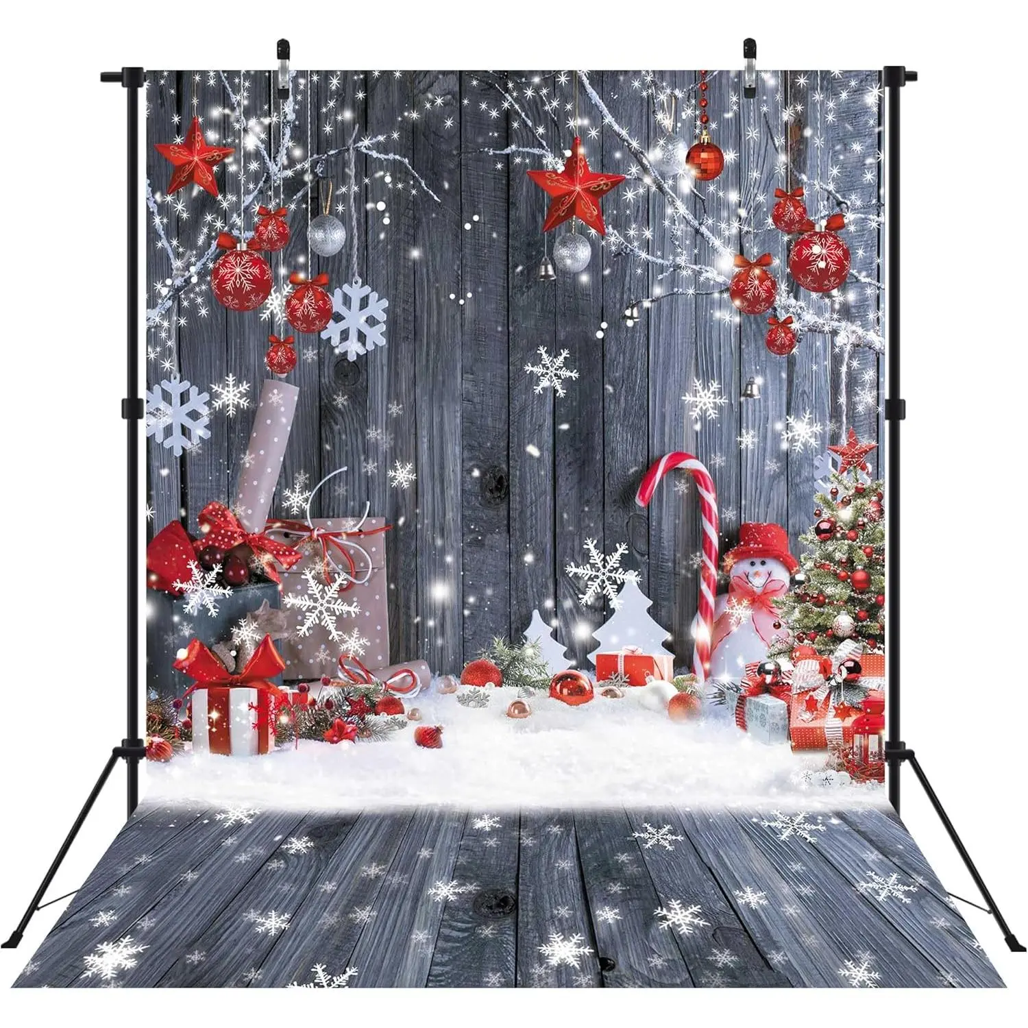 5X7FT Christmas  Wall Photography Banner Backdrop Winter Holiday Snowflake Xmas Tree  Floor Background Party Supplies Decor Photoshoot Studio Booth Props