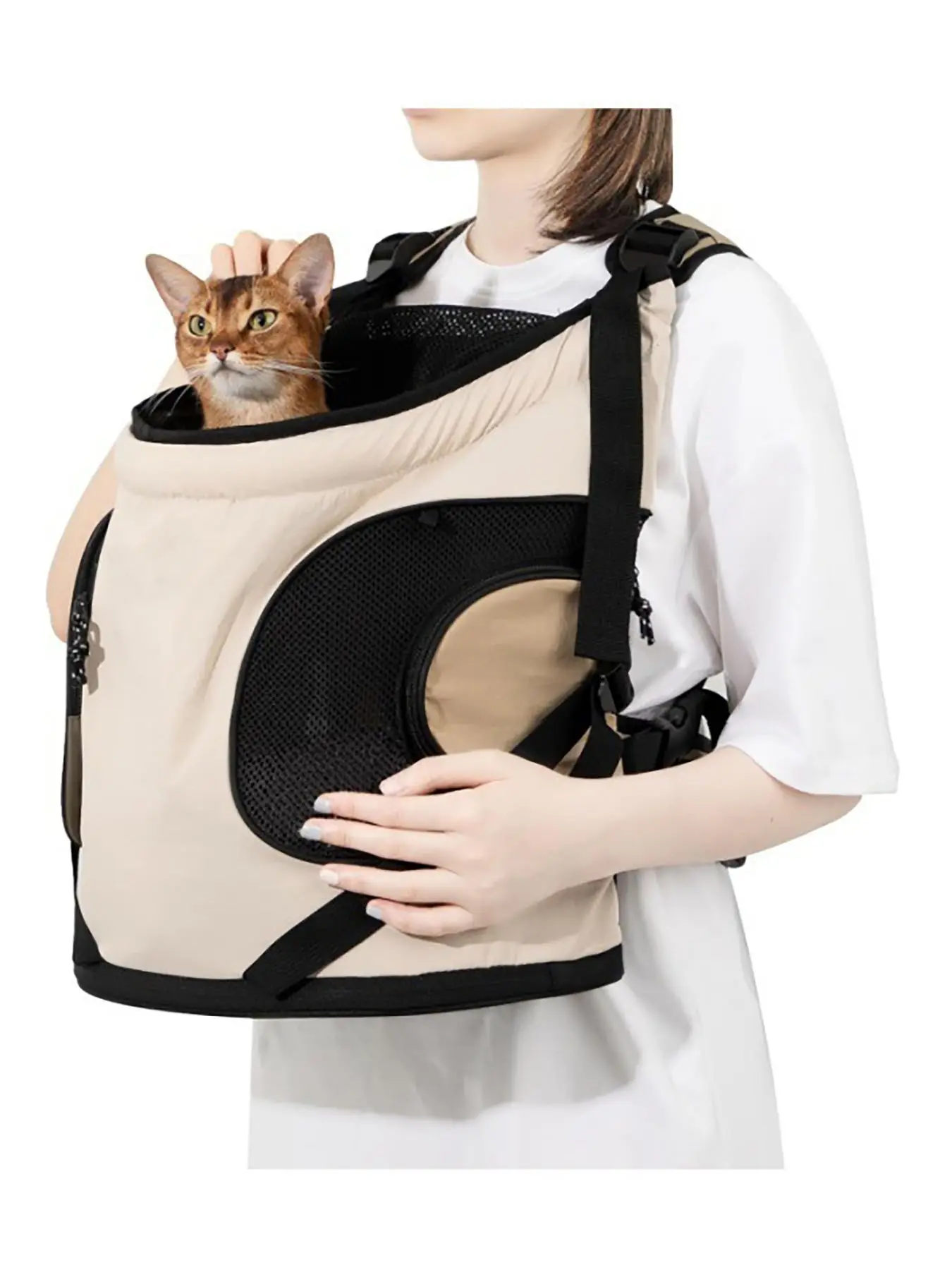New Simple Cat Backpack, Portable Outdoor Cat Carrier, Breathable Anti-Pressure Pet Bag, Ideal for Shy Cats, Lightweight Training & Walking