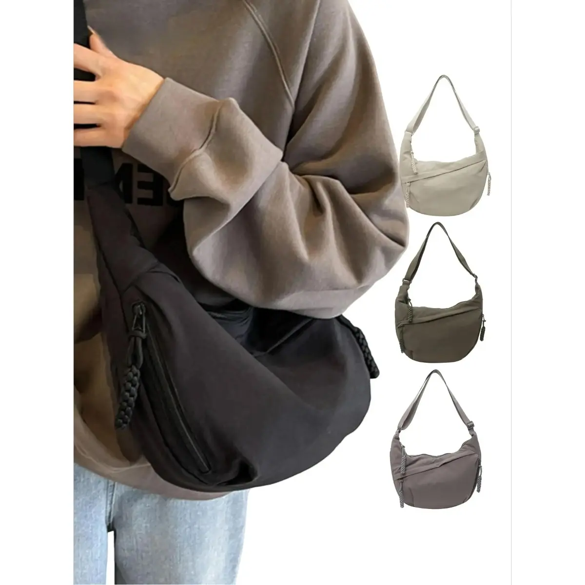 Crescent Bag Aesthetic Vibe Half-Moon Crossbody Purse for Women, Urban Chic Accessory with Sleek Contour for Daily Commuting, Shopping, and Outdoor Wear