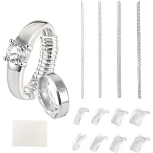 Ring Size Adjuster for Loose Rings 12 Pack | Invisible Ring Guard Insert & Spiral Resizer Kit | Comfort Fit for Women/Men (12 Sizes + Polishing Cloth)