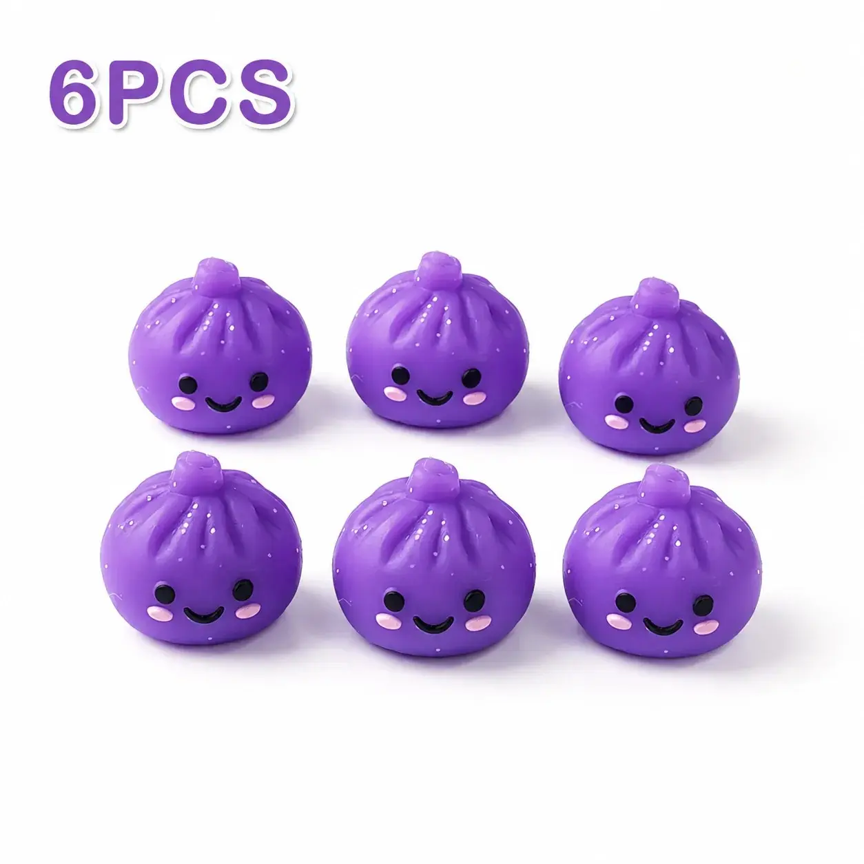 6-Pack 3D Silicone Beads, Glitter Dumpling Design, Cute Animal Theme, Durable Flexible Material, Ideal for Bracelets, Jewelry Pendants, Bead Pens