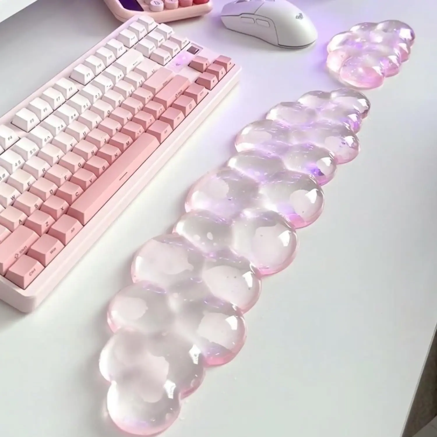Pad with Wrist Rest, Soft Cloud Gel Keyboard  Pad Set with Hand Wrist Support, Cute Non Slip Office Desk Accessories for Comfort//PC Gaming//Laptop, ( Cloud)