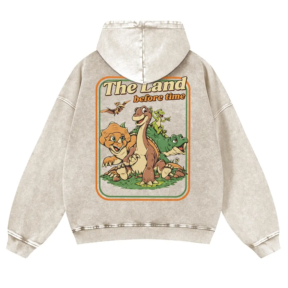 Vintage Dinosaur Friends Cartoon Graphic Hoodie, Cute Oversized Acid Wash Pink Pullover Sweatshirt, Retro 90s Nostalgia Movie Aesthetic Hoodie for Men Women, Heavyweight Grunge Y2K Streetwear Top