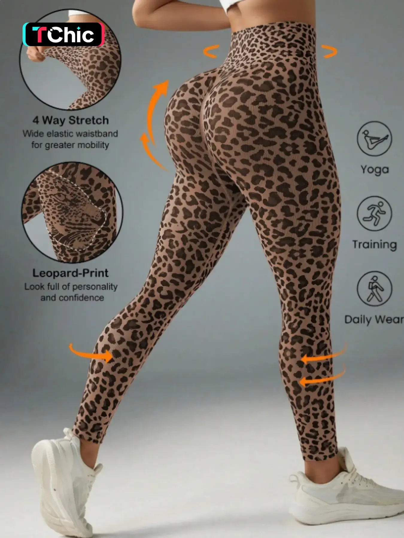 Sport Studio High Waist Leopard Print Yoga Pants, High Waist Leggings, Tight-Fit Activewear for Women, Perfect for Gym and Casual Wear, Fall & Winter Style